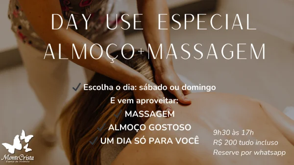 Day use com massagem | 28 e 29/03